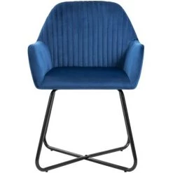 Chaises De Salle à Manger Velours 2 Pcs Bleu VidaXL -banc et tabouret Soldes Boutique 14161873 3