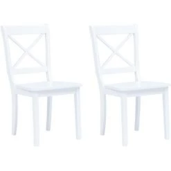 Chaises De Salle à Manger Bois D'Hévéa Massif 2 Pcs Blanc VidaXL