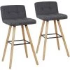 OOBEST Lot De Bar 2 Tabourets De Bar En Bois Hêtre Massif - Revêtement Tissu - Scandinave - L 42 X P 49 Cm - Gris -banc et tabouret Soldes Boutique 14218732 1