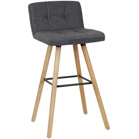 OOBEST Lot De Bar 2 Tabourets De Bar En Bois Hêtre Massif - Revêtement Tissu - Scandinave - L 42 X P 49 Cm - Gris 4 OOBEST Lot De Bar 2 Tabourets De Bar En Bois Hêtre Massif - Revêtement Tissu - Scandinave - L 42 X P 49 Cm - Gris – Image 2