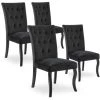 INTENSEDECO Lot De 4 Chaises Capitonnées Chaza Velours Noir - Noir -banc et tabouret Soldes Boutique 14254452 1