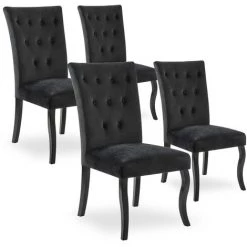 INTENSEDECO Lot De 4 Chaises Capitonnées Chaza Velours Noir - Noir
