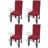 VIDAXL Housse De Chaise Droite Extensible 4 Pcs Bordeaux - Rouge -banc et tabouret Soldes Boutique 14262294 1