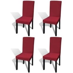 VIDAXL Housse De Chaise Droite Extensible 4 Pcs Bordeaux - Rouge
