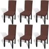 VIDAXL Housse De Chaise Droite Extensible 6 Pcs Marron - Brun -banc et tabouret Soldes Boutique 14262304 1