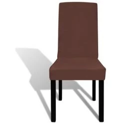 VIDAXL Housse De Chaise Droite Extensible 6 Pcs Marron - Brun -banc et tabouret Soldes Boutique 14262304 3