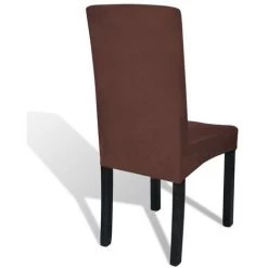 VIDAXL Housse De Chaise Droite Extensible 6 Pcs Marron - Brun -banc et tabouret Soldes Boutique 14262304 4