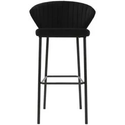 MILIBOO & STÉPHANE PLAZA Tabouret De Bar Design Velours 75cm DALLY - Noir Velours - Noir Velours