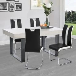 IDMARKET Lot De 4 Chaises PIA Noires Et Blanches Pour Salle à Manger - Noir