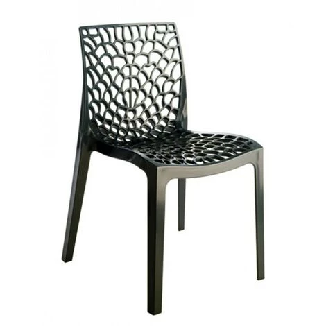 MEUBLETMOI Lot 6 Chaises Ajourées Empilables Noires - GRUYER - Noir 4 MEUBLETMOI Lot 6 Chaises Ajourées Empilables Noires - GRUYER - Noir – Image 2