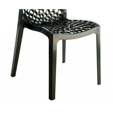 MEUBLETMOI Lot 6 Chaises Ajourées Empilables Noires - GRUYER - Noir 5 MEUBLETMOI Lot 6 Chaises Ajourées Empilables Noires - GRUYER - Noir – Image 3