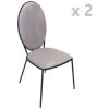 THE HOME DECO FACTORY Lot De 2 Chaises En Velours Louis - 51 X 52 X 96 - Gris Clair