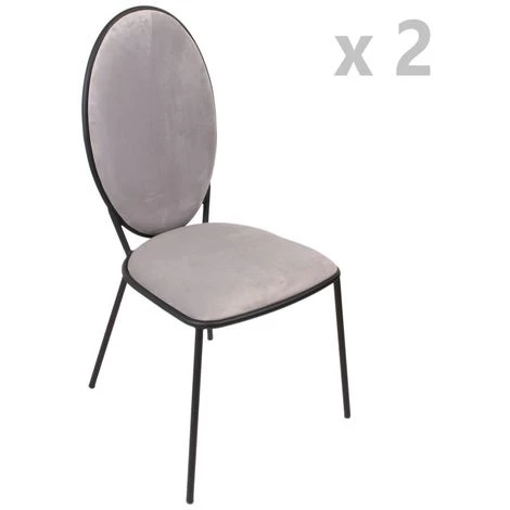 THE HOME DECO FACTORY Lot De 2 Chaises En Velours Louis - 51 X 52 X 96 - Gris Clair 3 THE HOME DECO FACTORY Lot De 2 Chaises En Velours Louis - 51 X 52 X 96 - Gris Clair