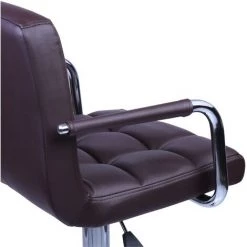 TRESKO Lot De 2 Tabourets De Bar MARRON Avec Dossier, Accoudoir, Chromé, Rotation à 360°, Hauteur Réglable, 62,0 à 82,5 Cm -banc et tabouret Soldes Boutique 14829328 3