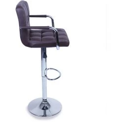 TRESKO Lot De 2 Tabourets De Bar MARRON Avec Dossier, Accoudoir, Chromé, Rotation à 360°, Hauteur Réglable, 62,0 à 82,5 Cm -banc et tabouret Soldes Boutique 14829328 4