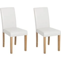 BELIANI 2 Chaises En Cuir PU Blanc - Blanc