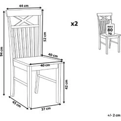 BELIANI Lot De 2 Chaises Noires Et Marron - Noir -banc et tabouret Soldes Boutique 14946305 3