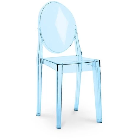 PRIVATEFLOOR Chaise à Manger Victoria Queen Design Transparent Bleu Transparent - PC, Plastique - Bleu Transparent 3 PRIVATEFLOOR Chaise à Manger Victoria Queen Design Transparent Bleu Transparent - PC, Plastique - Bleu Transparent