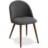 SCANDINAVIAN STYLE Chaise De Salle à Manger Evelyne Design Scandinave Premium - Piètement Foncé Gris Foncé - Métal Finition Effet Bois, Lin, Bois - Gris Foncé -banc et tabouret Soldes Boutique 15022365 1