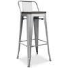 PRIVATEFLOOR Tabouret Stylix En Bois Avec Petit Dossier - 76 Cm Acier - Bois, Fer - Acier -banc et tabouret Soldes Boutique 15022708 1