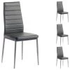 IDIMEX Lot De 4 Chaises De Salle à Manger NATHALIE Piètement Métallique Couleur Aluminium Revêtement Synthétique Gris - Gris