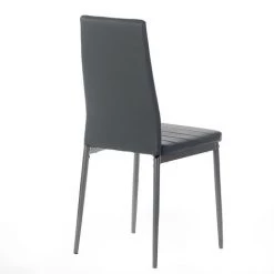 IDIMEX Lot De 4 Chaises De Salle à Manger NATHALIE Piètement Métallique Couleur Aluminium Revêtement Synthétique Gris - Gris -banc et tabouret Soldes Boutique 15069741 3