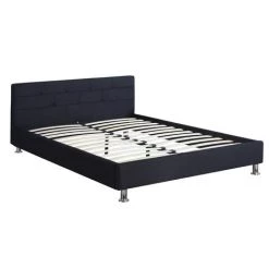 IDIMEX Lit Double Pour Adulte NIZZA 140x190 Cm 2 Places / 2 Personnes, Avec Sommier Et Pieds En Métal Chromé, Tissu Capitonné Noir - Noir 8 IDIMEX Lit Double Pour Adulte NIZZA 140x190 Cm 2 Places / 2 Personnes, Avec Sommier Et Pieds En Métal Chromé, Tissu Capitonné Noir - Noir -banc et tabouret Soldes Boutique 15070255 3