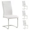 IDIMEX Lot De 4 Chaises De Salle à Manger Ou Cuisine LOANO Avec Assise Rembourrée Et Piètement Chromé, Revêtement En Synthétique Blanc - Blanc -banc et tabouret Soldes Boutique 15070812 1