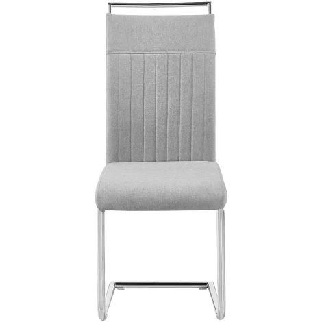 IDIMEX Lot De 4 Chaises De Salle à Manger Ou Cuisine ERICA Avec Assise Rembourrée Poignée Et Piètement Chromé, Revêtement Tissu Gris Clair - Gris Clair 4 IDIMEX Lot De 4 Chaises De Salle à Manger Ou Cuisine ERICA Avec Assise Rembourrée Poignée Et Piètement Chromé, Revêtement Tissu Gris Clair - Gris Clair – Image 2