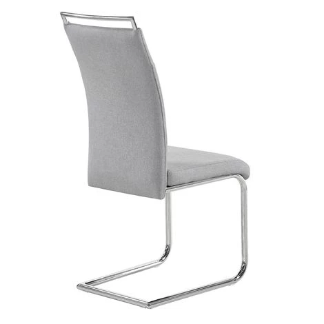 IDIMEX Lot De 4 Chaises De Salle à Manger Ou Cuisine ERICA Avec Assise Rembourrée Poignée Et Piètement Chromé, Revêtement Tissu Gris Clair - Gris Clair 6 IDIMEX Lot De 4 Chaises De Salle à Manger Ou Cuisine ERICA Avec Assise Rembourrée Poignée Et Piètement Chromé, Revêtement Tissu Gris Clair - Gris Clair – Image 4