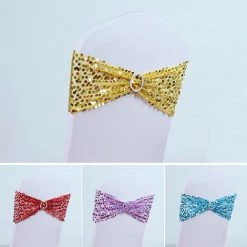 ASUPERMALL Bandes De Cravate Dos Ruban Pour Chaise, Pour Le Mariage Et Fete, Or -banc et tabouret Soldes Boutique 15116622 3