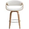 MILIBOO Tabouret De Bar Design Blanc Et Bois Clair 65 Cm ARAMIS - Bois Clair / Blanc -banc et tabouret Soldes Boutique 15117580 1