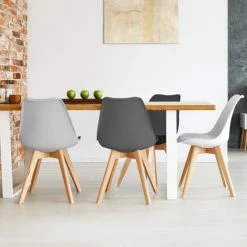 IDMARKET Lot De 4 Chaises SARA Mix Color Gris Foncé, Gris Clair, Blanc Et Noir - Gris -banc et tabouret Soldes Boutique 15331130 4