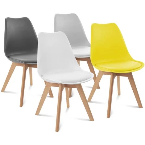 IDMARKET Lot De 4 Chaises SARA Mix Color Gris Foncé, Gris Clair, Blanc Et Jaune - Gris 4 IDMARKET Lot De 4 Chaises SARA Mix Color Gris Foncé, Gris Clair, Blanc Et Jaune - Gris – Image 2
