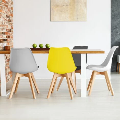 IDMARKET Lot De 4 Chaises SARA Mix Color Gris Foncé, Gris Clair, Blanc Et Jaune - Gris 6 IDMARKET Lot De 4 Chaises SARA Mix Color Gris Foncé, Gris Clair, Blanc Et Jaune - Gris – Image 4