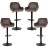 OOBEST Lot De 4 Tabouret De Bar En Velours Hauteur D'assise Réglable 60-82 Cm Pour Bar Salle à Manger Salon - Marron -banc et tabouret Soldes Boutique 15361856 1