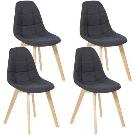IDMARKET Lot De 4 Chaises GABY Grises En Tissu Pour Salle à Manger - Gris 4 IDMARKET Lot De 4 Chaises GABY Grises En Tissu Pour Salle à Manger - Gris – Image 2
