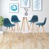 IDMARKET Lot De 4 Tabourets De Bar GABY Bleus En Tissu - Bleu