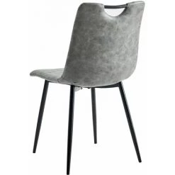Chaises De Salle à Manger Similicuir 2 Pcs Gris Foncé VidaXL -banc et tabouret Soldes Boutique 15687867 5