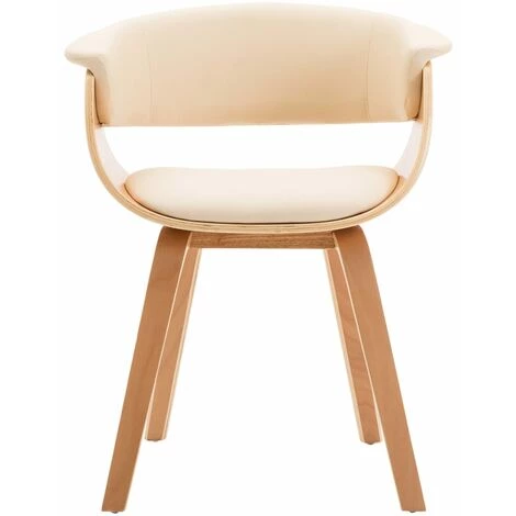 Chaise De Salle à Manger Bois Courbé Et Similicuir Crème 1 Pc Modèle 2 VidaXL 4 Chaise De Salle à Manger Bois Courbé Et Similicuir Crème 1 Pc Modèle 2 VidaXL – Image 2