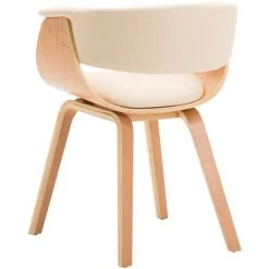 Chaise De Salle à Manger Bois Courbé Et Similicuir Crème 1 Pc Modèle 2 VidaXL 9 Chaise De Salle à Manger Bois Courbé Et Similicuir Crème 1 Pc Modèle 2 VidaXL -banc et tabouret Soldes Boutique 15687930 3