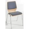 CERTEO Chaise à Coque En Bois Rembourrée - Lot De 4, Piétement Chromé - Rembourrage Gris - Coloris Assise Et Dossier: Hêtre Naturel -banc et tabouret Soldes Boutique 15700297 1