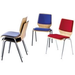 CERTEO Chaise à Coque En Bois Rembourrée - Lot De 4, Piétement Chromé - Rembourrage Gris - Coloris Assise Et Dossier: Hêtre Naturel -banc et tabouret Soldes Boutique 15700297 2