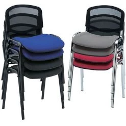 NOWY STYL Siège Visiteur Empilable - Dossier Résille, Piétement Noir - Habillage Anthracite, Lot De 2 - Coloris Assise Et Dossier: Anthracite -banc et tabouret Soldes Boutique 15704300 3