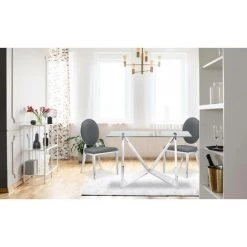 COTECOSY Lot De 4 Chaises Médaillon Sofia Gris - Gris 11 COTECOSY Lot De 4 Chaises Médaillon Sofia Gris - Gris -banc et tabouret Soldes Boutique 15811960 5