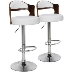 COTECOSY Lot De 2 Chaises De Bar Ruben Bois Noisette & Blanc