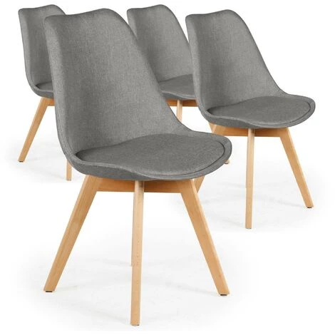 COTECOSY Lot De 4 Chaises Scandinaves Conor Tissu Gris 3 COTECOSY Lot De 4 Chaises Scandinaves Conor Tissu Gris
