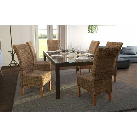 MEUBLETMOI LOT 2 Chaises Tressées En Abaca Naturel - BORNEO - Marron 4 MEUBLETMOI LOT 2 Chaises Tressées En Abaca Naturel - BORNEO - Marron – Image 2