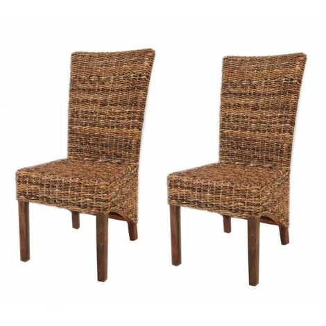 MEUBLETMOI LOT 2 Chaises Tressées En Abaca Naturel - BORNEO - Marron 5 MEUBLETMOI LOT 2 Chaises Tressées En Abaca Naturel - BORNEO - Marron – Image 3