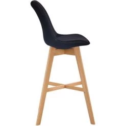 CLP Tabouret De Bar Cannes En Velours Noir Nature -banc et tabouret Soldes Boutique 15871862 3